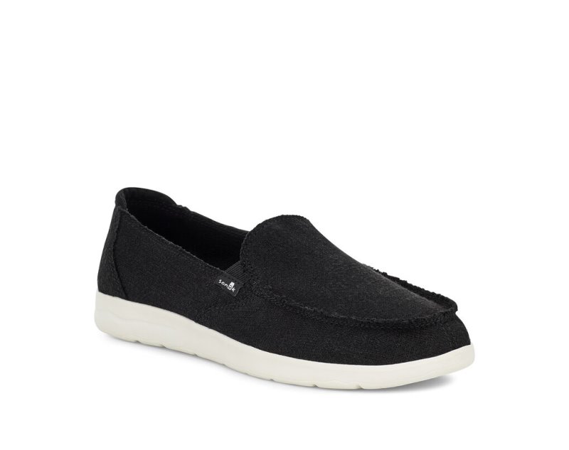 Sanuk Womens Donna Lite TX Canvas Slip-on Black Shoes | DOTUGX759